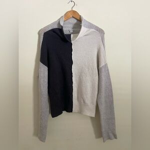 Moral Fiber Cowl Neck Sweater - Black, White, and Gray